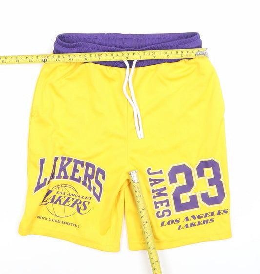NBA Boys Yellow Los Angeles Lakers James 23 Athletic Basketball Shorts 7-8Y