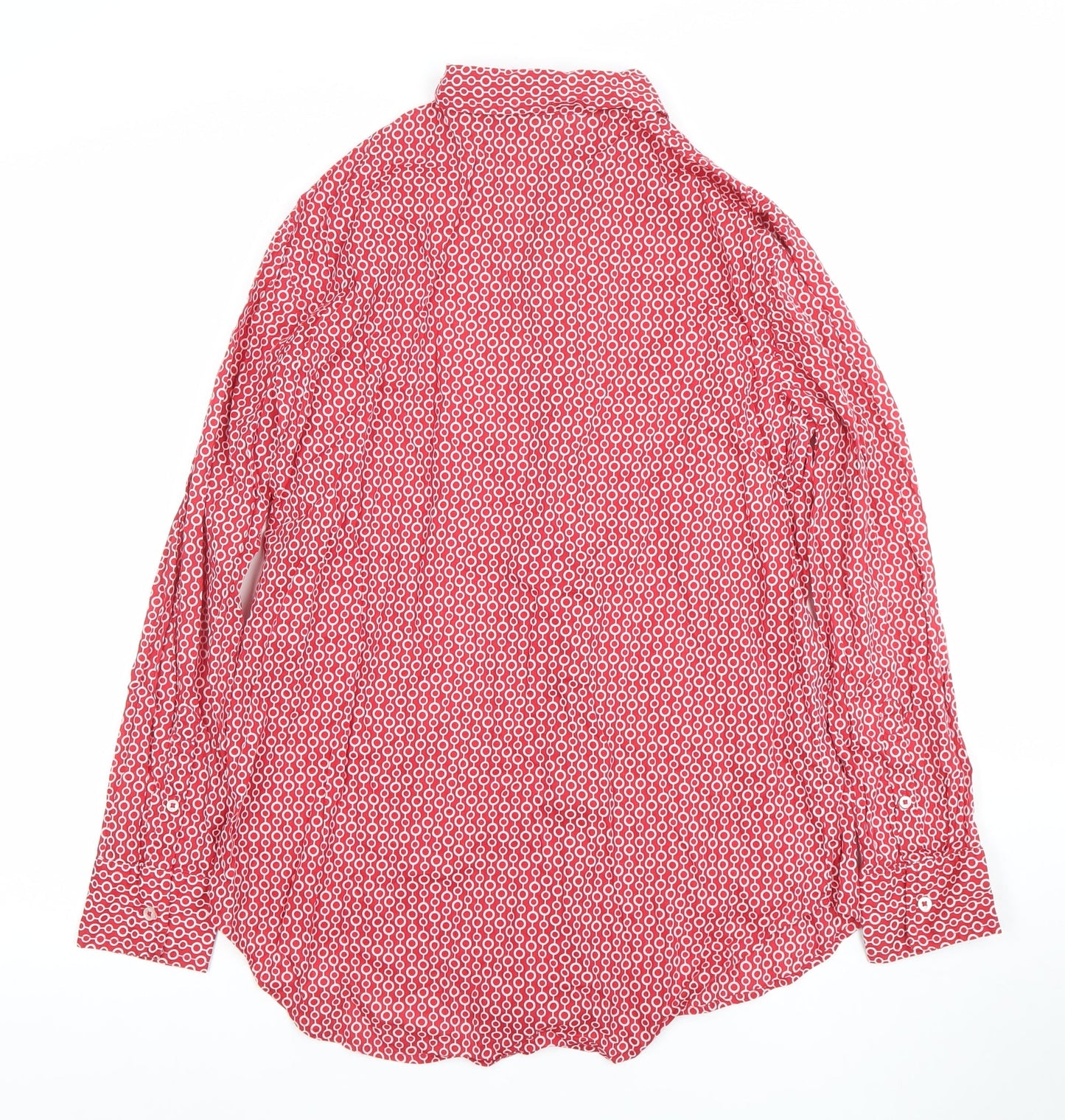 United Colors of Benetton Women's Red Geometric Button-Up Shirt Size S