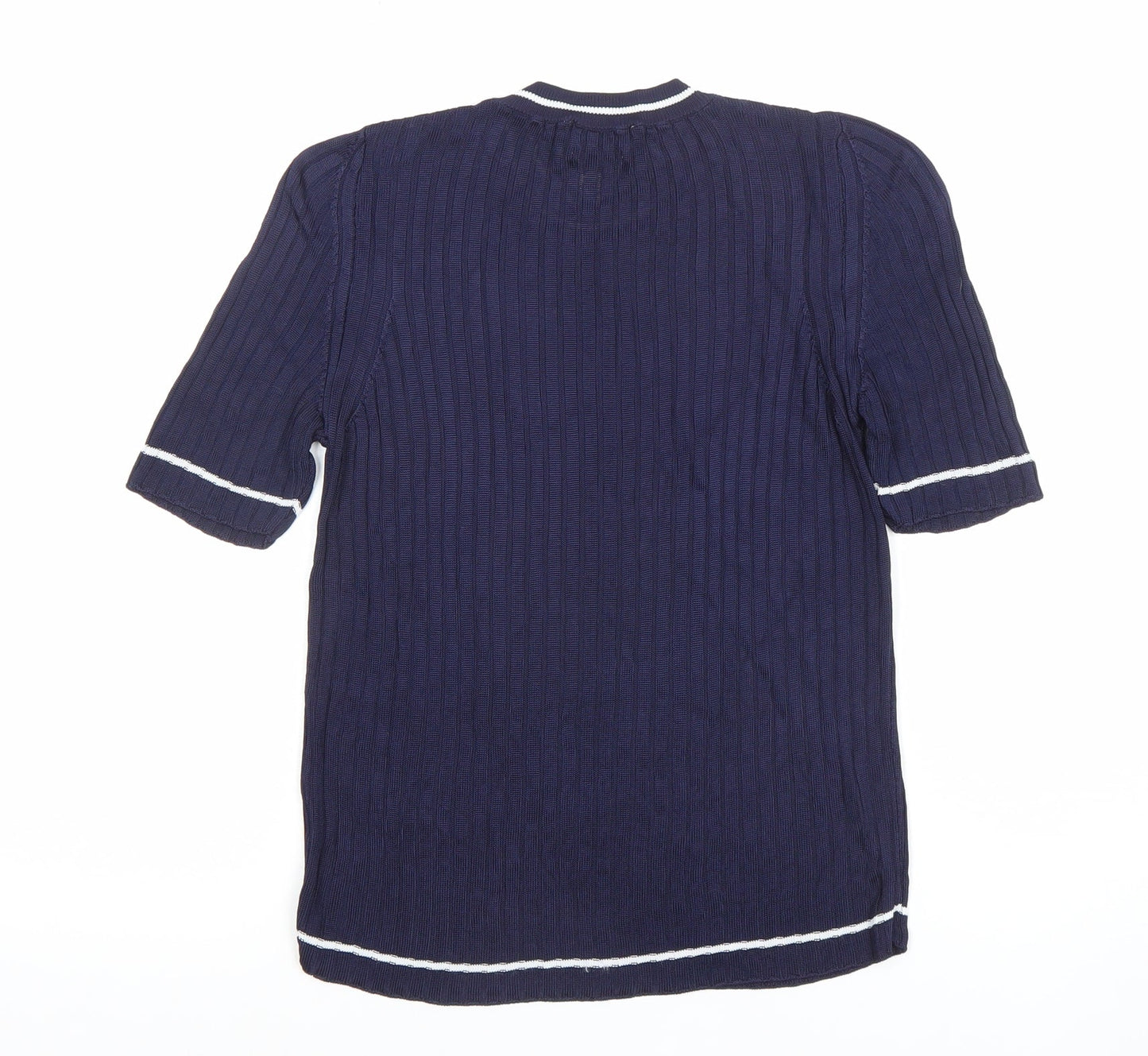 Zara Knit Women's Blue Short Sleeve Cotton Blend Top Size S