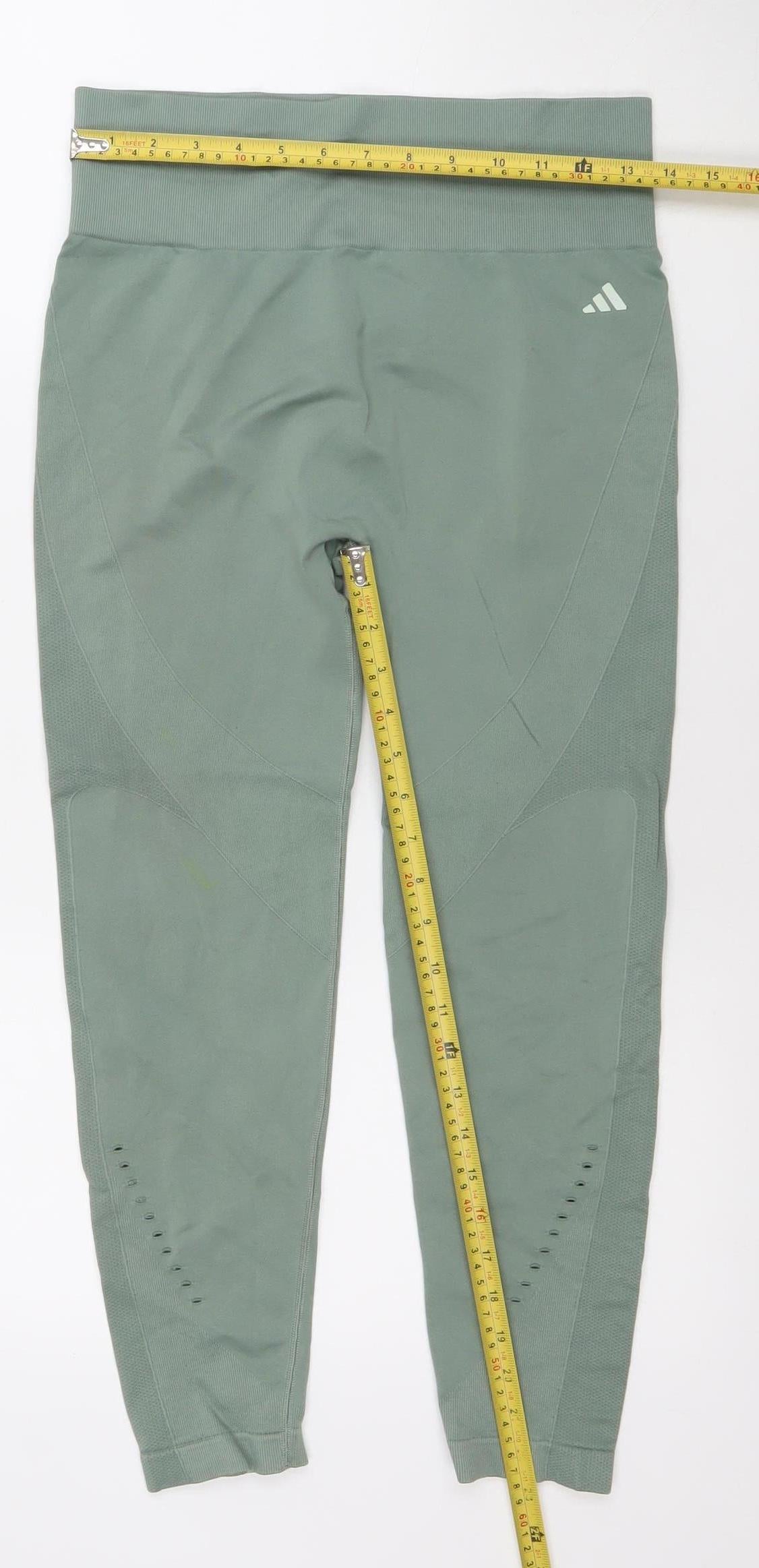 Adidas Womens Green Seamless Leggings M Compression Stretch Fitness