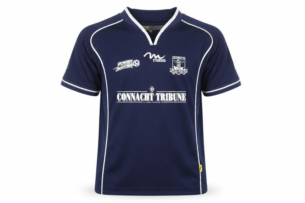 Front view of Mass boys’ blue xs jersey football top galway united v-neck short sleeve