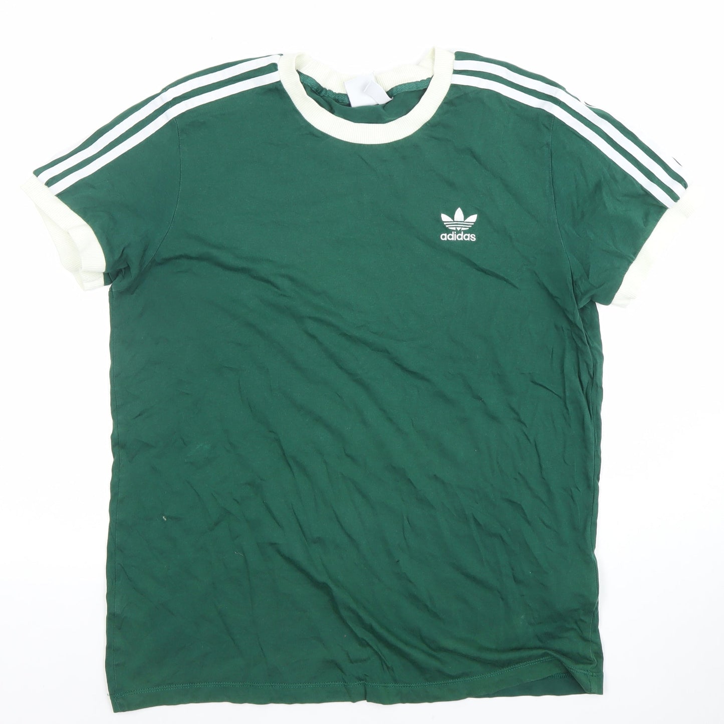 adidas Men's Green Short Sleeve Crew Neck Retro Sports T-Shirt Size M