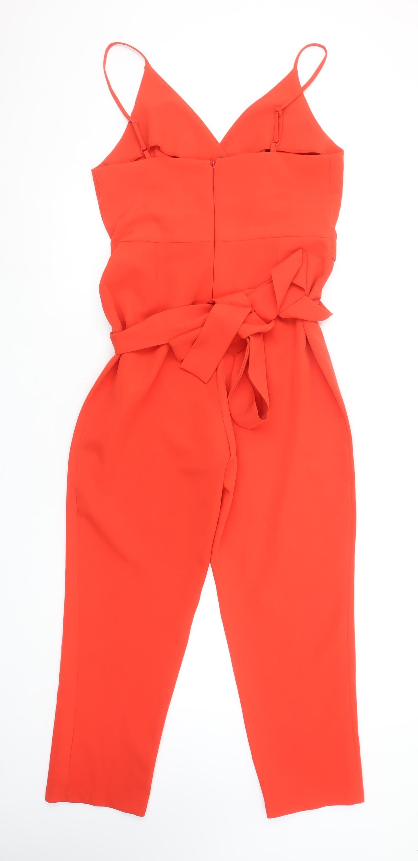 ASOS Women’s Red V-Neck Belted Sleeveless Jumpsuit Size 10