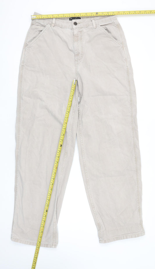 ASOS DESIGN Women's Beige Straight Leg Jeans Size 12 Cotton