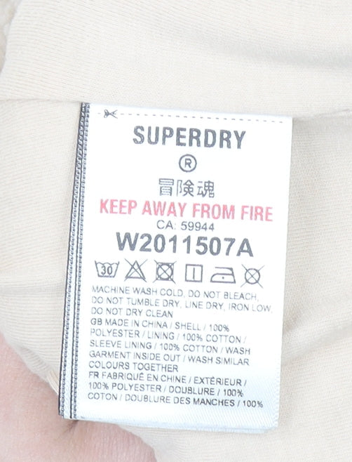 Superdry Women's Beige 1/4 Zip Fleece Pullover Sweatshirt UK 10