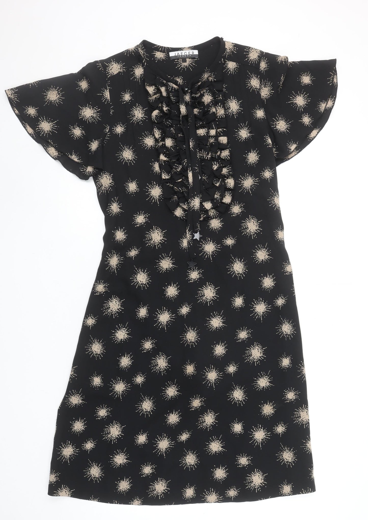 Jaeger Women’s Black Silk Ruffle Shift Dress Size 12