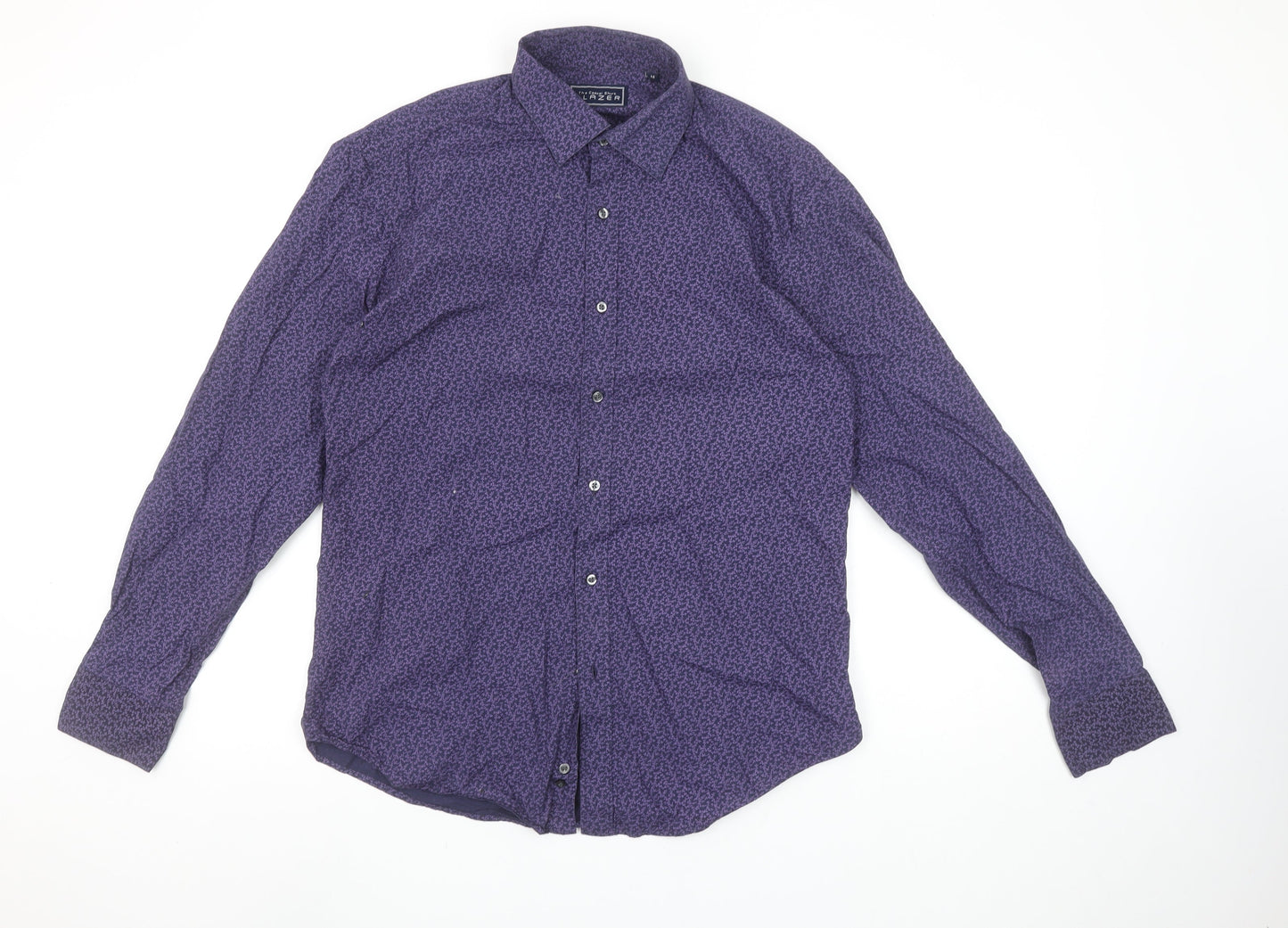 Blazer Men's Purple Floral Cotton Long Sleeve Casual Shirt M