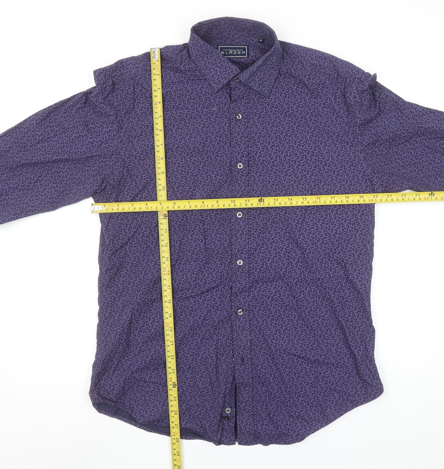 Blazer Men's Purple Floral Cotton Long Sleeve Casual Shirt M