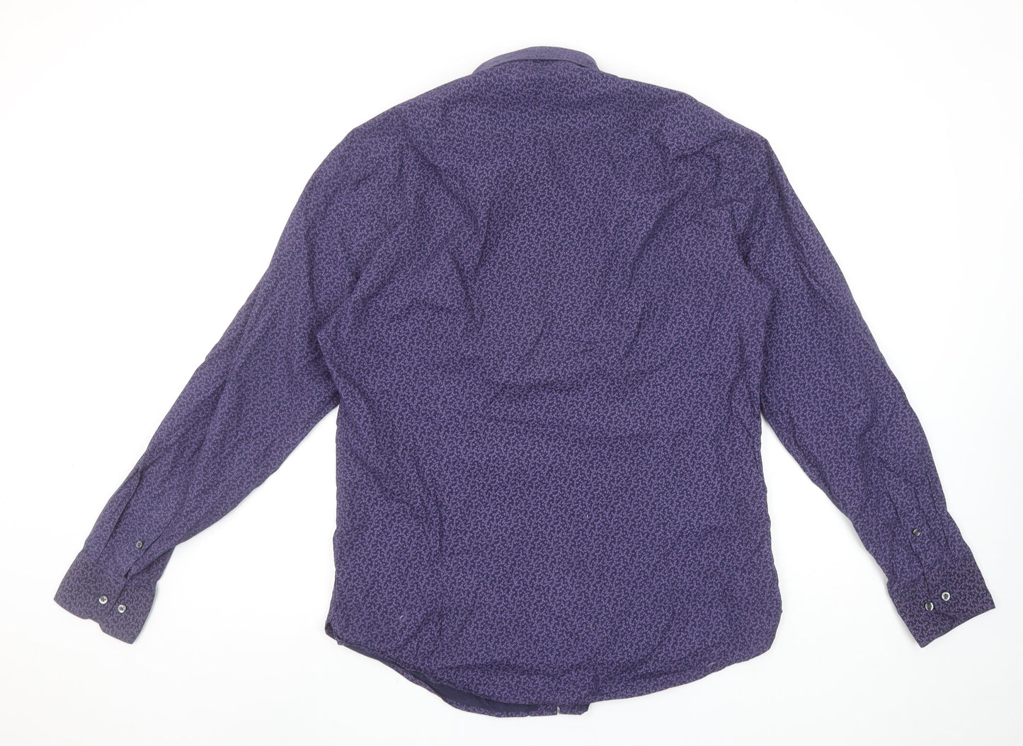 Blazer Men's Purple Floral Cotton Long Sleeve Casual Shirt M