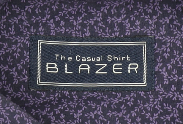 Blazer Men's Purple Floral Cotton Long Sleeve Casual Shirt M
