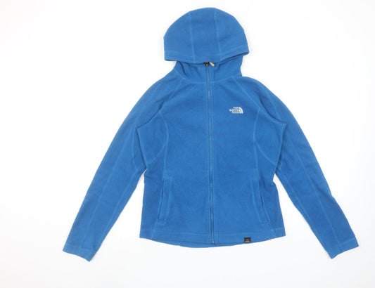 The North Face Women Blue Fleece Hooded Full Zip Jacket Size S