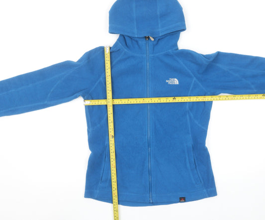The North Face Women Blue Fleece Hooded Full Zip Jacket Size S