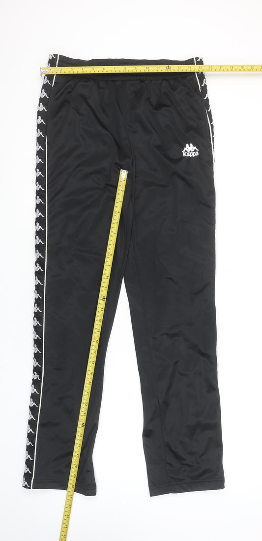 Kappa Mens Black Large Jogger Trousers with Logo Stripes