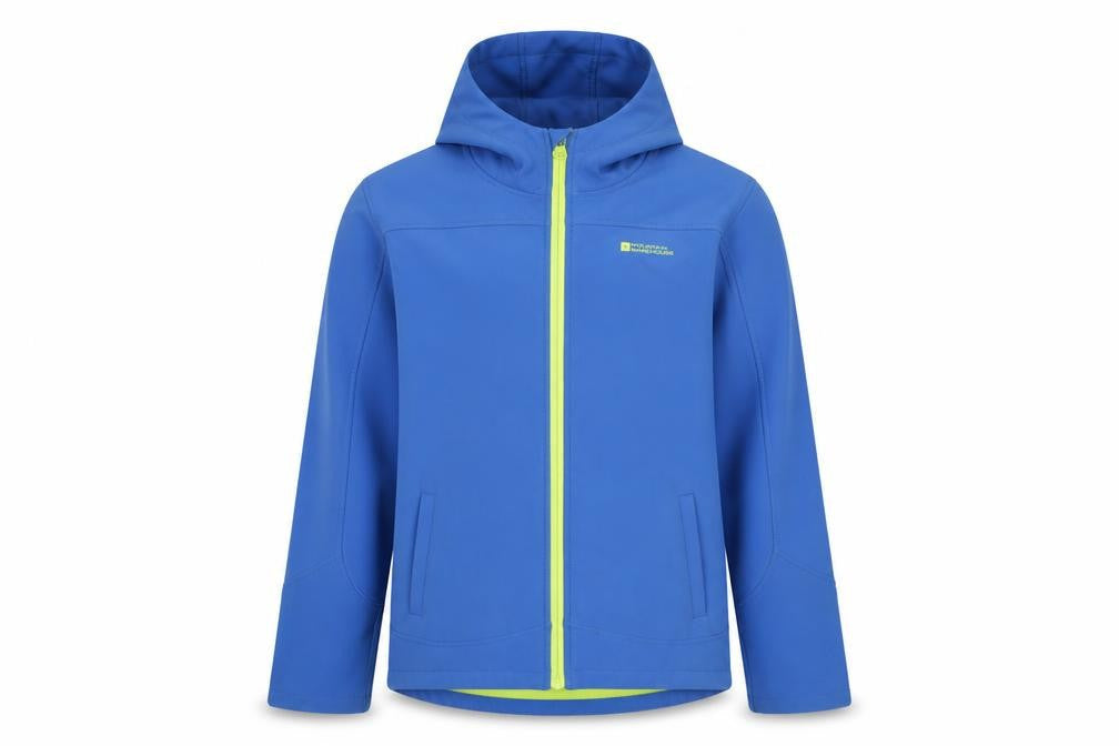 Mountain Warehouse Boys Blue Hooded Soft Shell Jacket 13 Years Water Resistant