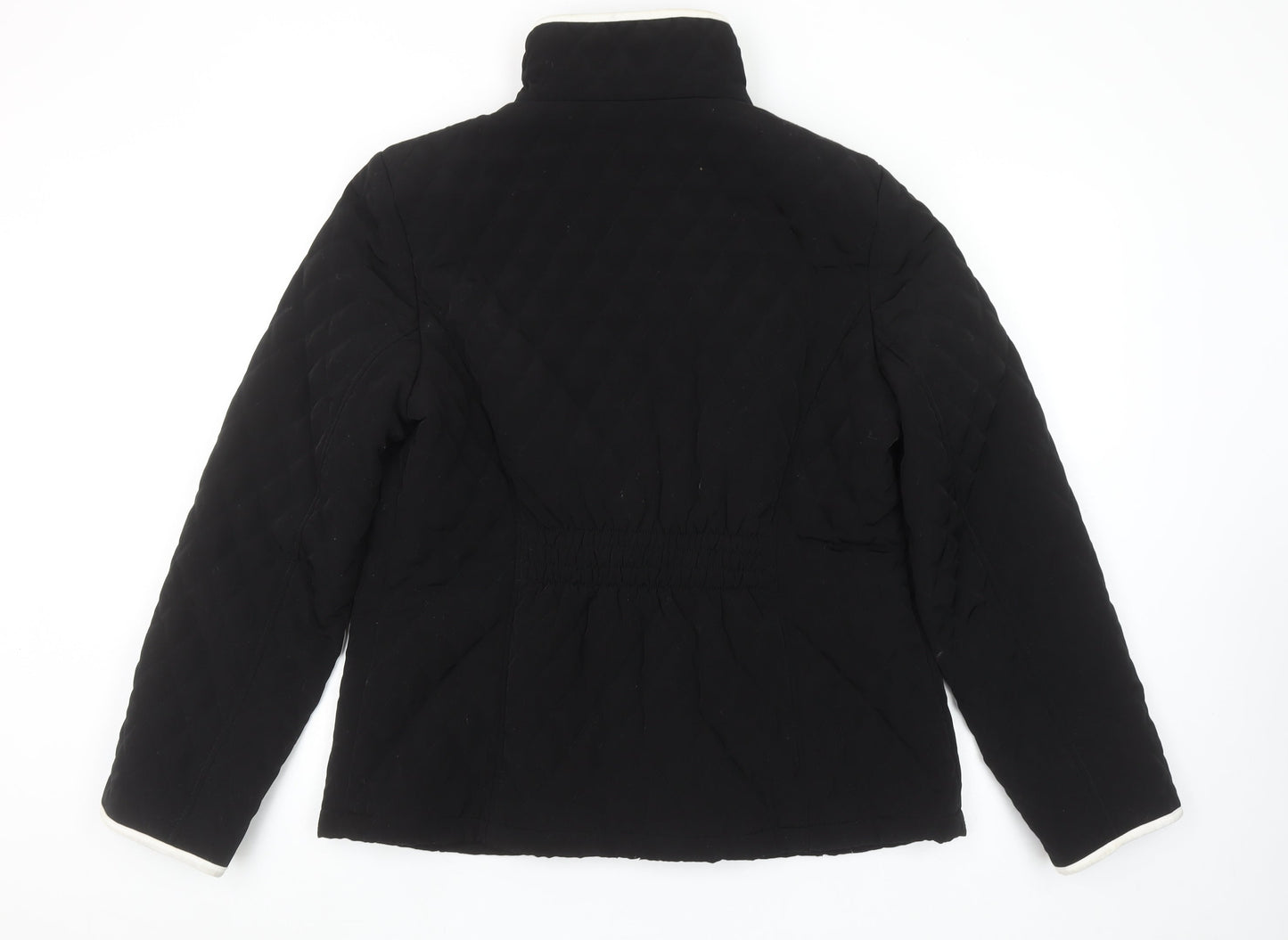 Gallery Women’s Black Quilted Mid-Length Jacket Size 14 Lined Zip Front