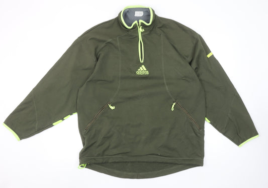 Adidas Men’s Green 1/4 Zip Pullover Fleece Sweatshirt L