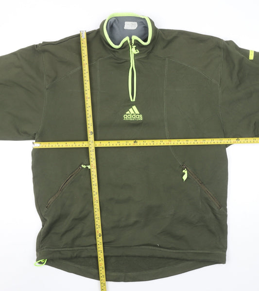 Adidas Men’s Green 1/4 Zip Pullover Fleece Sweatshirt L