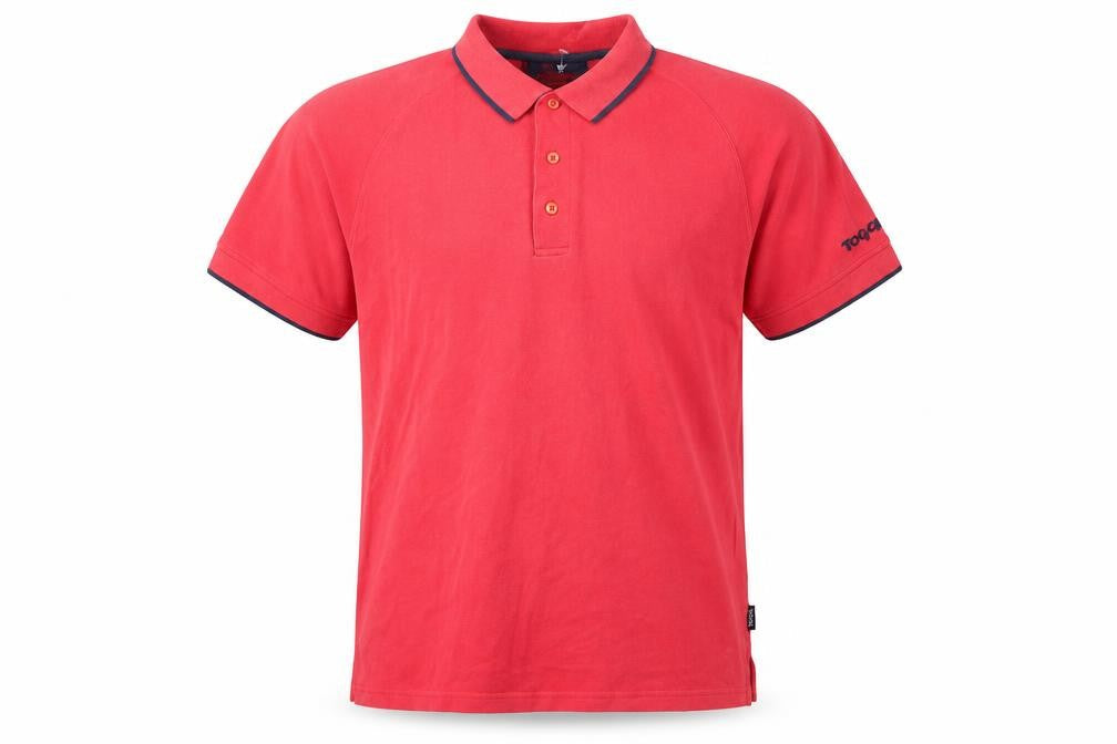 Front view of Toggi Men's Red Cotton Short Sleeve Polo Shirt, size M
