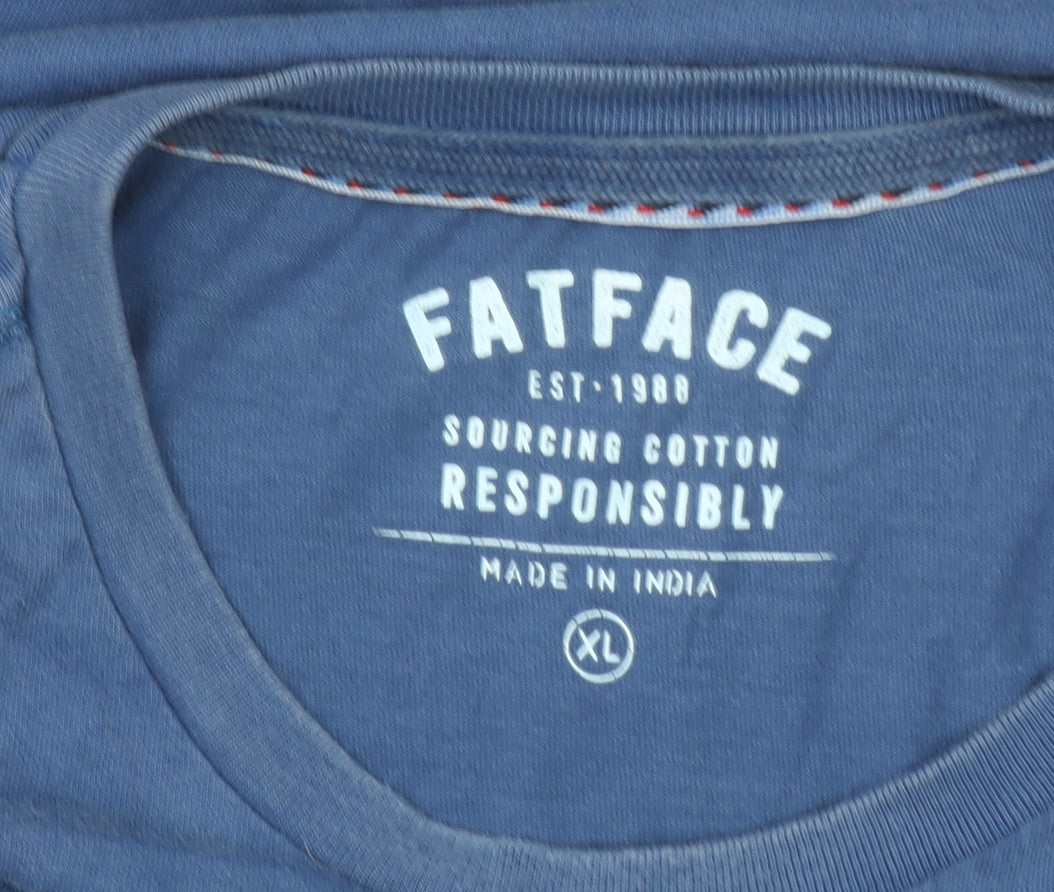 FatFace Women Blue XL Cotton Crew Neck Short Sleeve T-Shirt