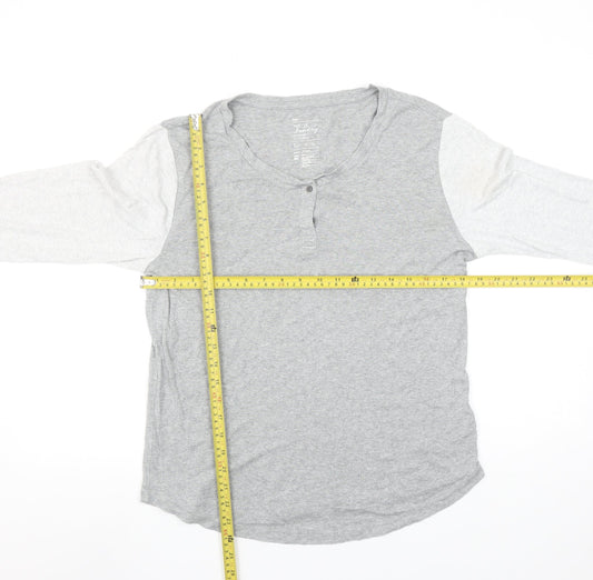Gap Women's Grey Henley 3/4 Sleeve Cotton Modal T-Shirt XL