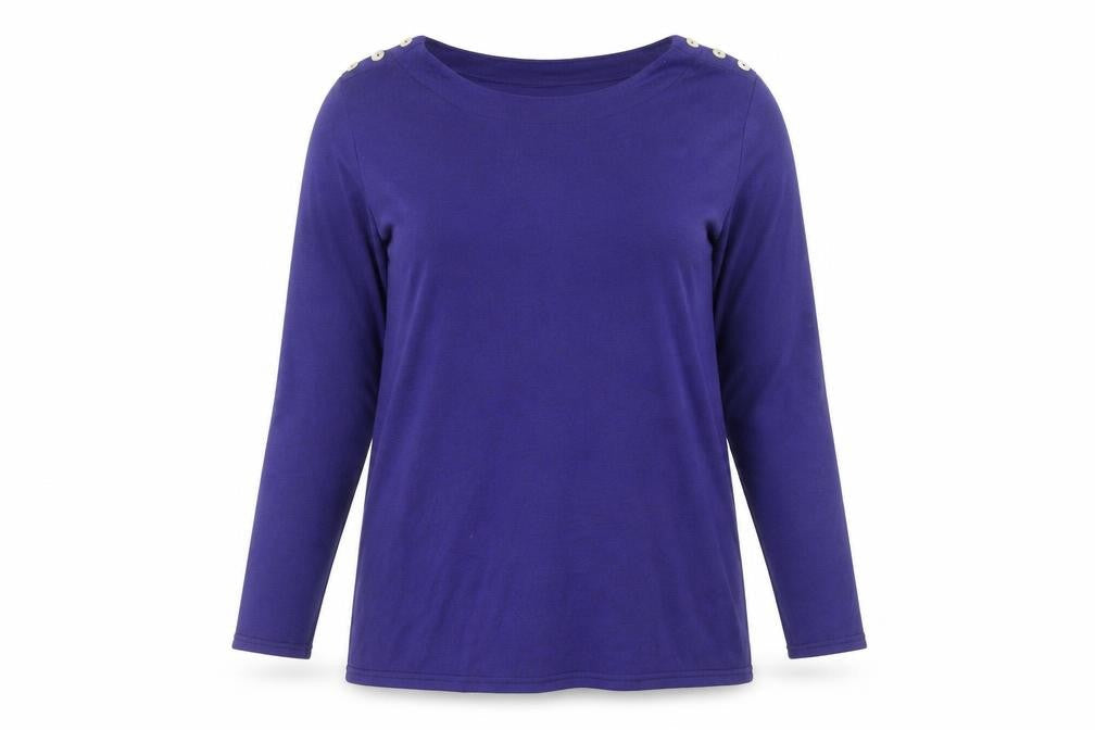 Alexara Women's Purple Button Shoulder 3/4 Sleeve Jumper Size 16