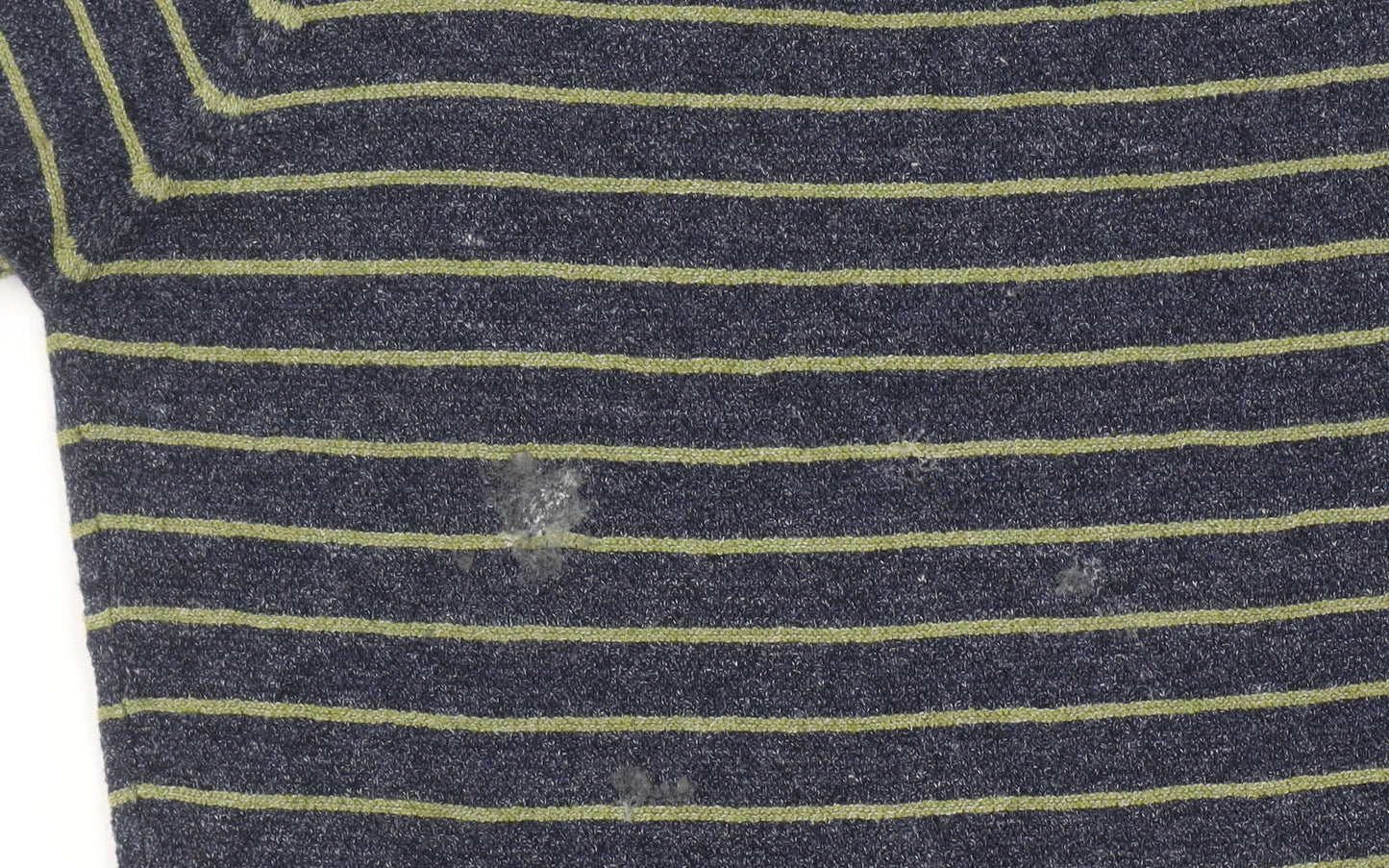 Mango Women’s Blue Striped Short Sleeve Cotton Blend T-Shirt Size 12