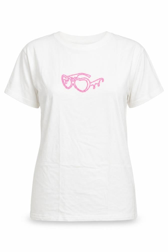 Front view of I Saw It First Women’s White Cotton Love Island T-Shirt, size S