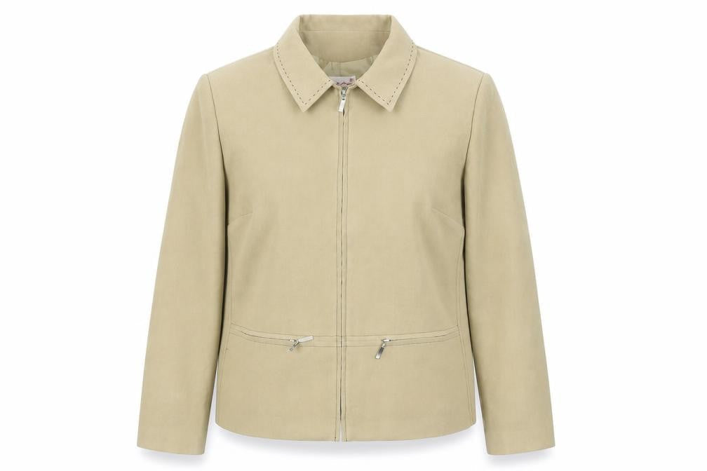 M-47 Modas Women Beige L Basic Zip-Up Jacket