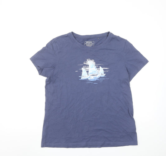 Mountain Warehouse Women Blue UK 14 Organic Cotton Nautical T-Shirt