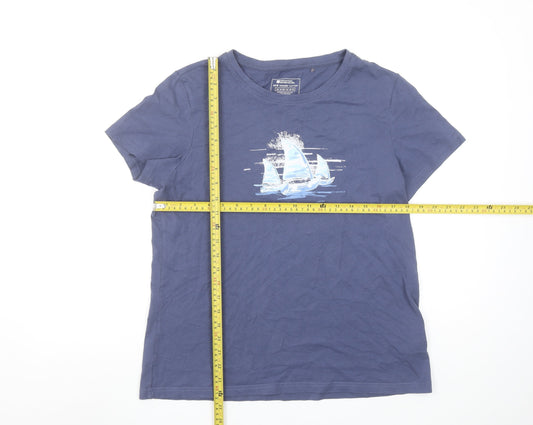Mountain Warehouse Women Blue UK 14 Organic Cotton Nautical T-Shirt