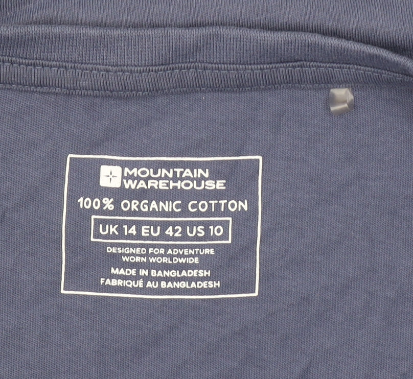 Mountain Warehouse Women Blue UK 14 Organic Cotton Nautical T-Shirt