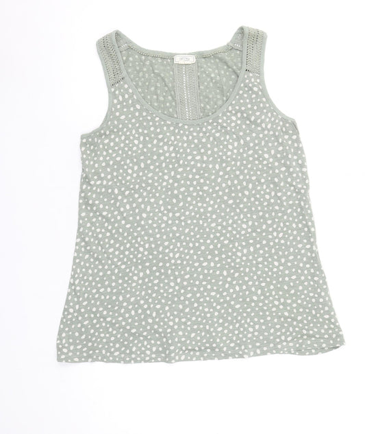 FatFace Women's Green Polka Dot Crochet Trim Tank Top UK 12