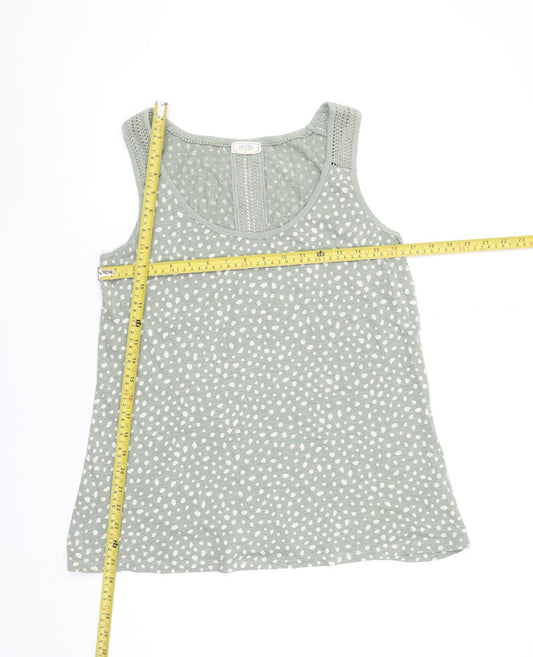 FatFace Women's Green Polka Dot Crochet Trim Tank Top UK 12