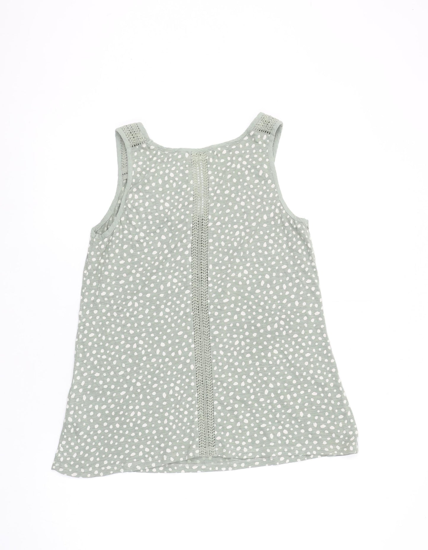 FatFace Women's Green Polka Dot Crochet Trim Tank Top UK 12