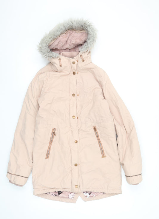 Firetrap Girls Beige Faux Fur Lined Hooded Parka Coat 12 Years