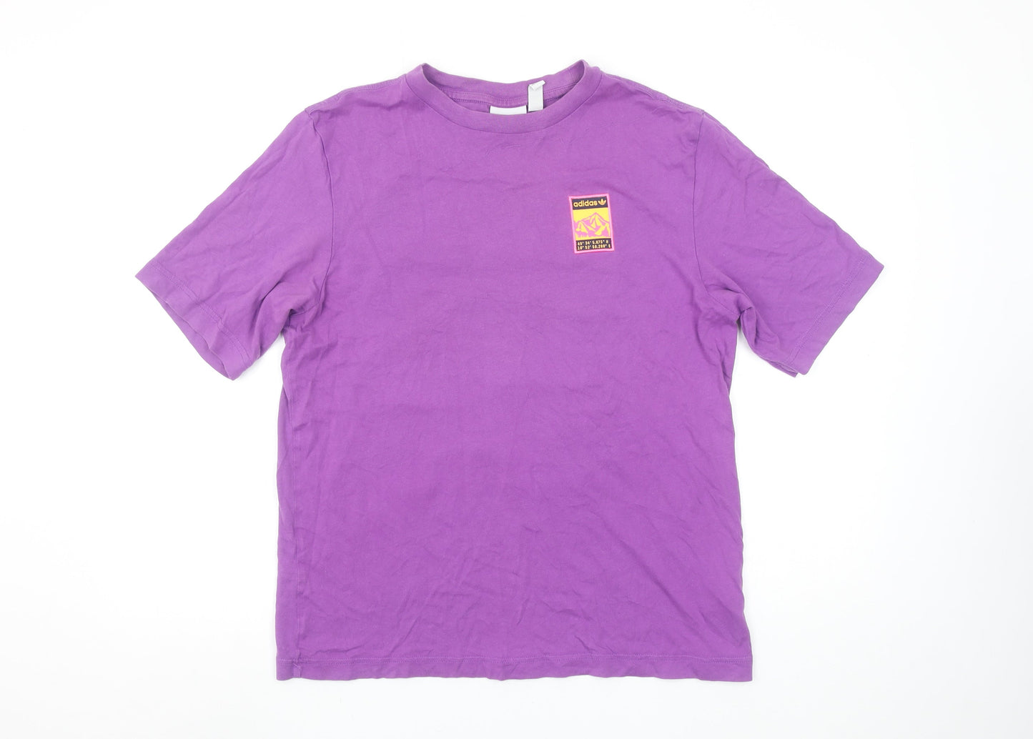 Adidas Womens Purple Graphic T-Shirt XS Short Sleeve Cotton