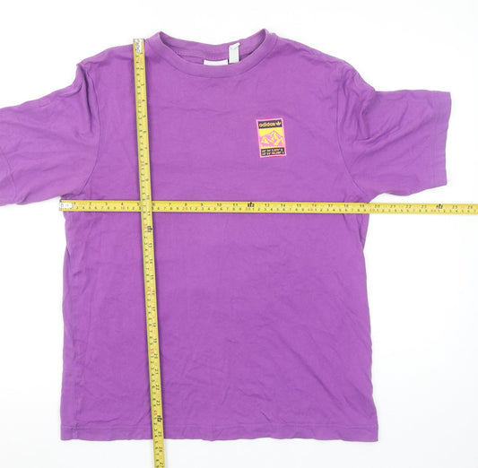 Adidas Womens Purple Graphic T-Shirt XS Short Sleeve Cotton