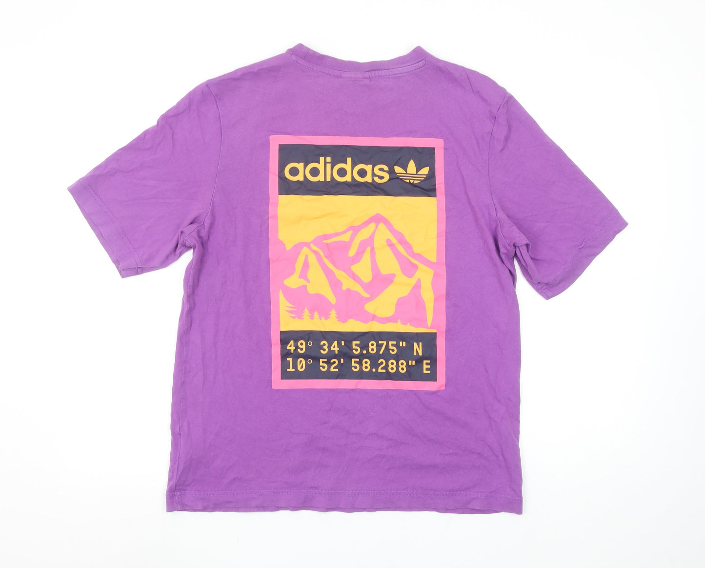 Adidas Womens Purple Graphic T-Shirt XS Short Sleeve Cotton