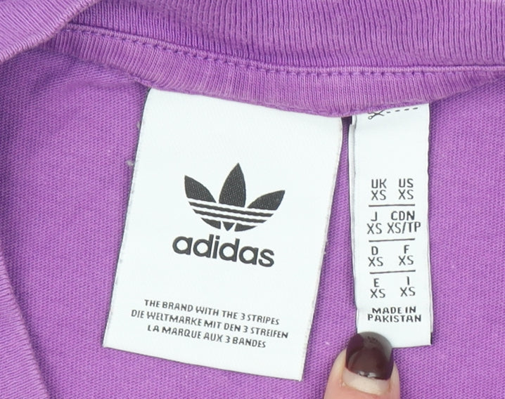 Adidas Womens Purple Graphic T-Shirt XS Short Sleeve Cotton