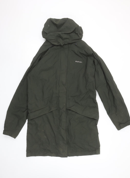 Rohan Womens Green Waterproof Hill Top Jacket Size S Long Hooded Coat