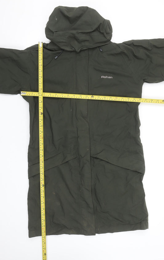 Rohan Womens Green Waterproof Hill Top Jacket Size S Long Hooded Coat