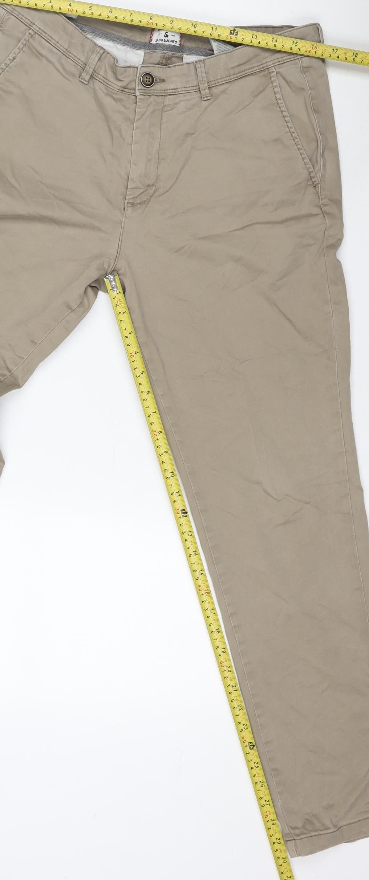 Jack & Jones Men's Beige Chino Trousers Size 30 Regular Fit