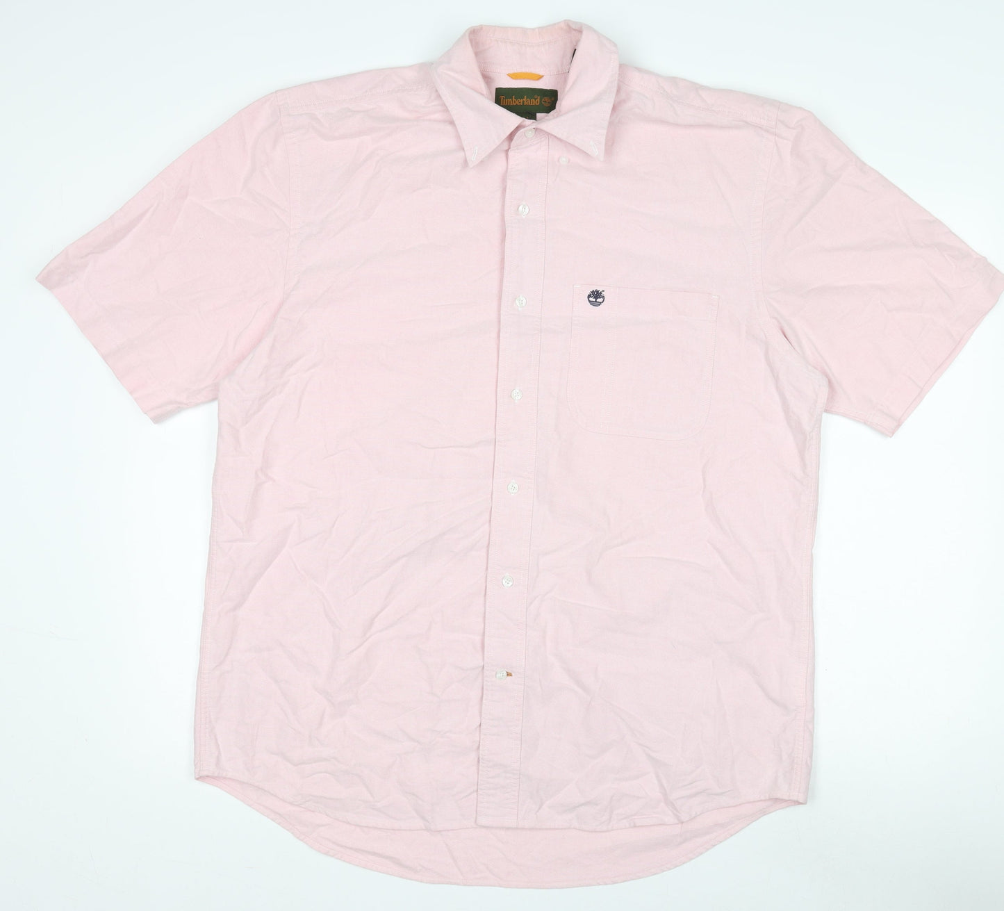 Timberland Men Pink Short Sleeve Button-Up Cotton Shirt M