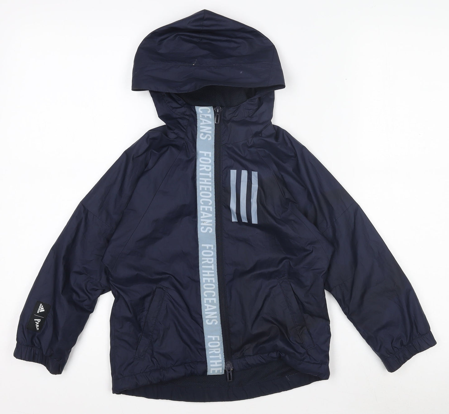 Adidas Boys Navy Blue 4-5 Years Windbreaker Hooded Active Jacket