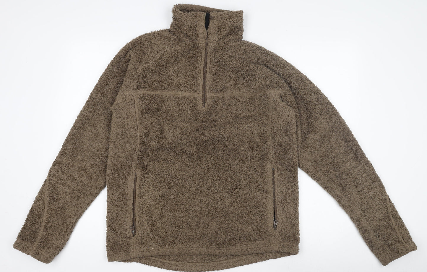 Peter Storm Men's Brown Fleece Pullover Sweatshirt Size L 1/2 Zip Outdoor