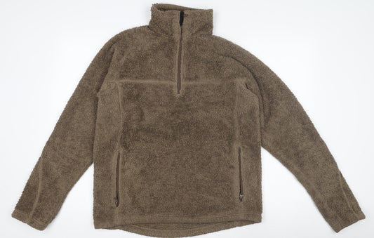 Peter Storm Men's Brown Fleece Pullover Sweatshirt Size L 1/2 Zip Outdoor
