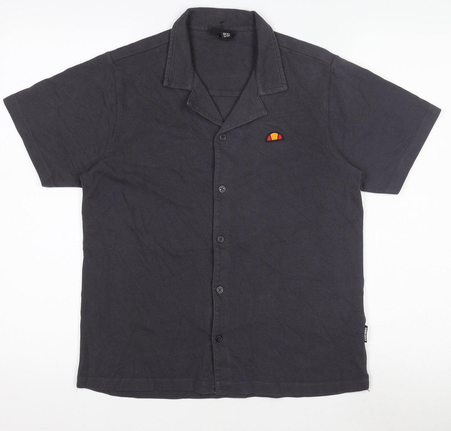 Ellesse Boys Black 13-14 Years Button-Up Collared Casual Shirt