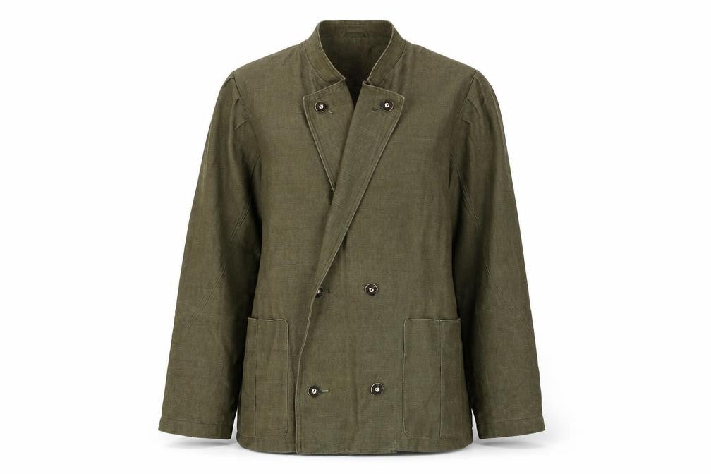 Qualitätsarbeit Women’s Green Military Jacket Size 10 Cotton Linen Belted