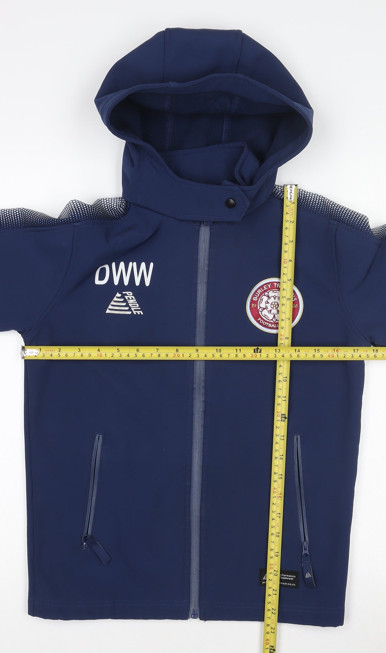 Pendle Boys Blue Softshell Hooded Football Jacket 11-12 Years Full Zip