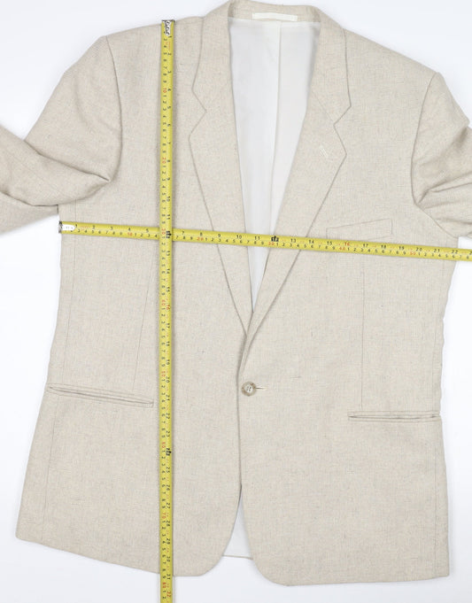 Littlewoods Stores Men's Beige Wool Blend Classic 42 Regular Blazer Jacket